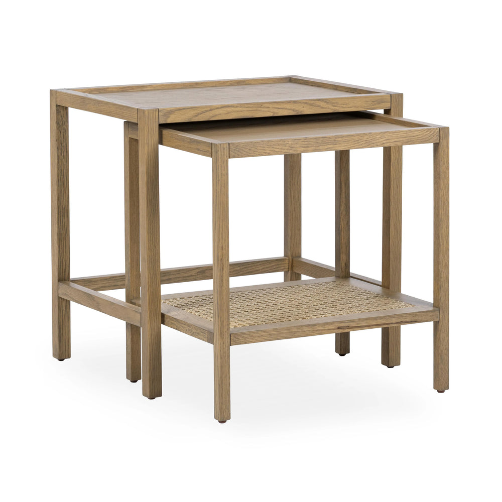 Devin Solid Wood Nesting Accent Tables in Latte Brown