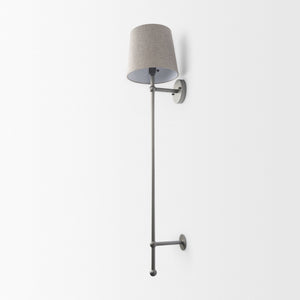 Chester 10 x 47 Gray Metal and Beige Fabric Shade Wall Sconce