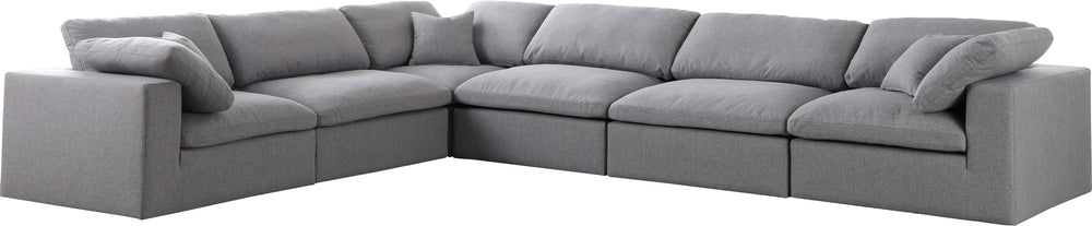 Carmen Cloud Modular Sectional In Grey Linen Fabric