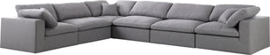 Carmen Cloud Modular Sectional In Grey Linen Fabric