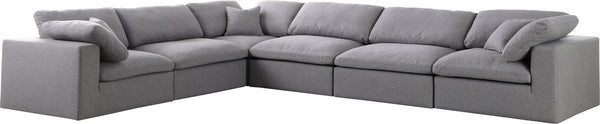 Carmen Cloud Modular Sectional In Grey Linen Fabric