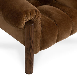 Sansa Upholstered Accent Chair with Oak Wood Arms - Bronze
