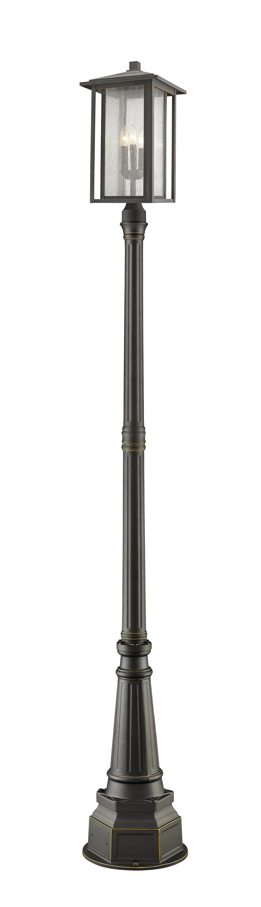 Aspen 3 Light Outdoor Post Mounted Fixture in Oil Rubbed Bronze Finish