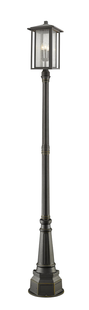 Aspen 3 Light Outdoor Post Mounted Fixture in Oil Rubbed Bronze Finish