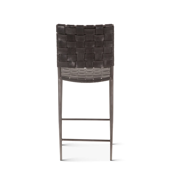 Copenhagen 17" Buffalo Leather and Iron Counter Chair, Black