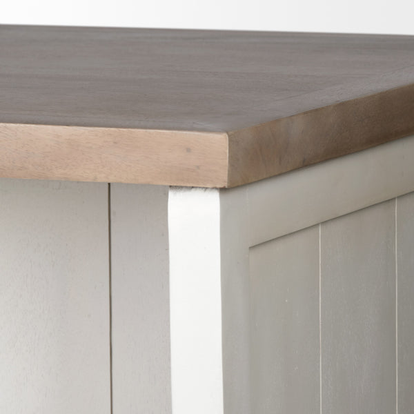 Fairview II White and Brown Two-Tone Stain Solid Wood Kitchen Island