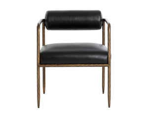 AJANI DINING ARMCHAIR - CHARCOAL BLACK LEATHER