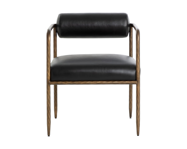 AJANI DINING ARMCHAIR - CHARCOAL BLACK LEATHER