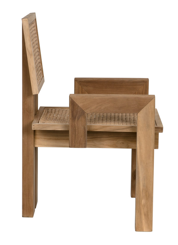 Fatima Teak and Caning Chair with Clear Coat Flat Finish