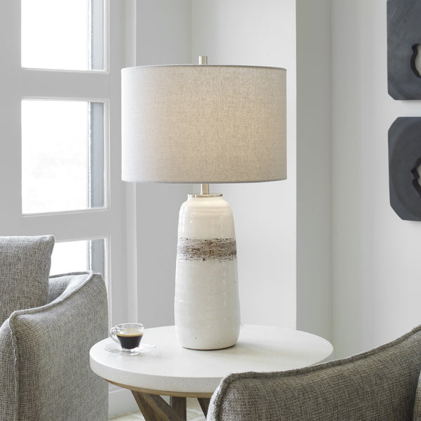 Comanche White Crackle Table Lamp