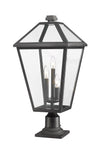 Talbot 3 Light Outdoor Pier Mounted Fixture in Black Finish