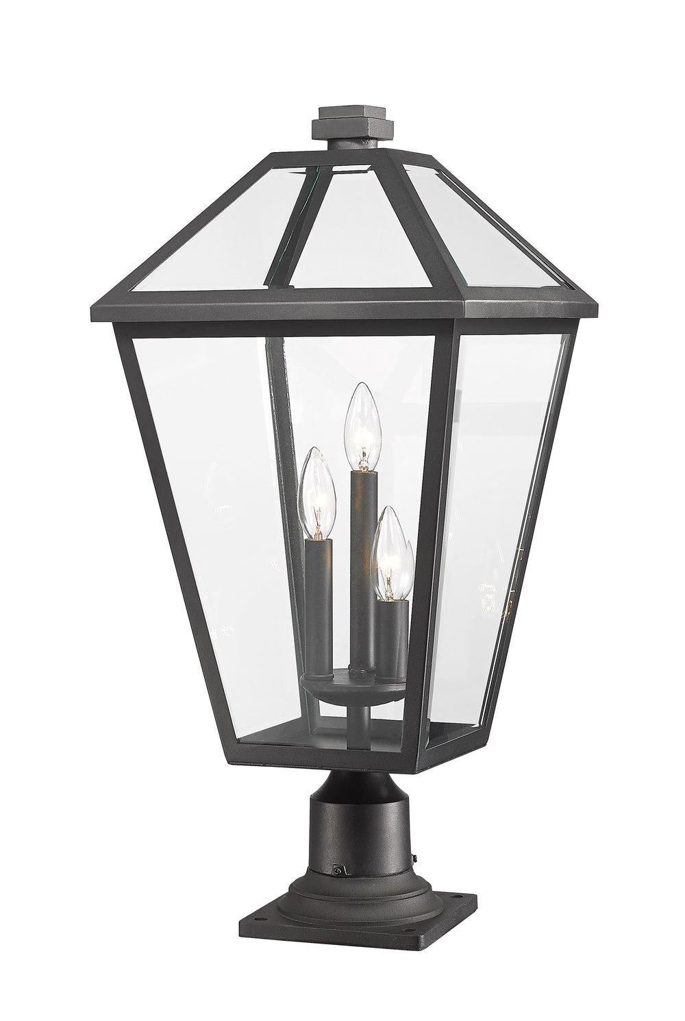 Talbot 3 Light Outdoor Pier Mounted Fixture in Black Finish