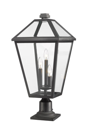 Talbot 3 Light Outdoor Pier Mounted Fixture in Black Finish