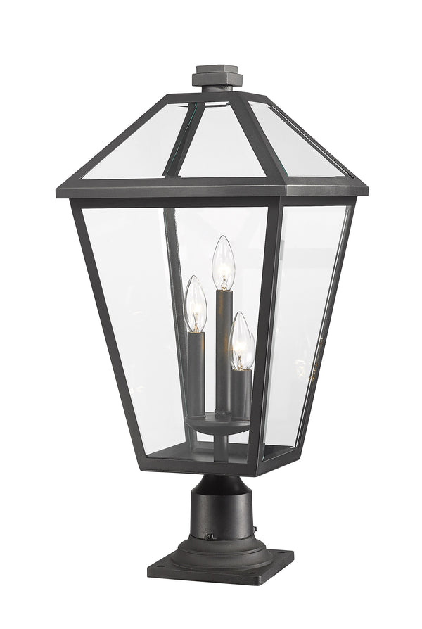 Talbot 3 Light Outdoor Pier Mounted Fixture in Black Finish