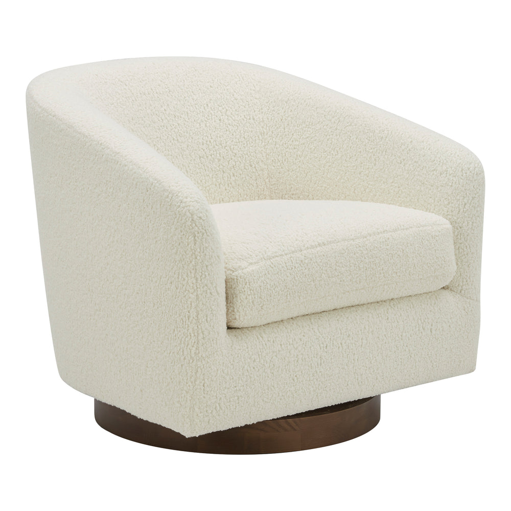 Oscy Swivel Chair in Faux Shearling White