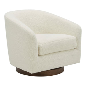 Oscy Swivel Chair in Faux Shearling White