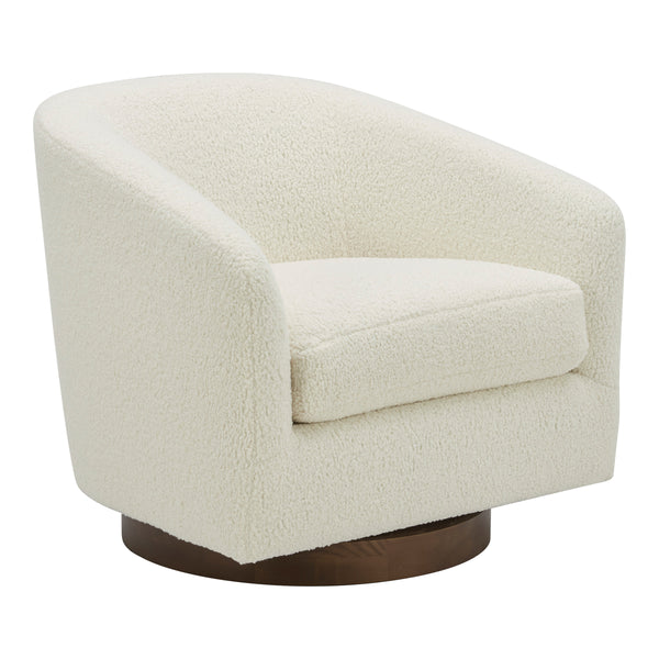 Oscy Swivel Chair in Faux Shearling White