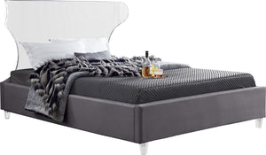 Levi Full Bed In Grey Velvet