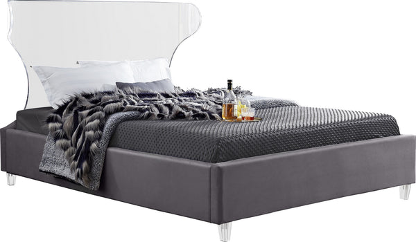 Levi Full Bed In Grey Velvet