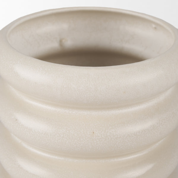 Twyla Tall Cream Glazed Ring Pot