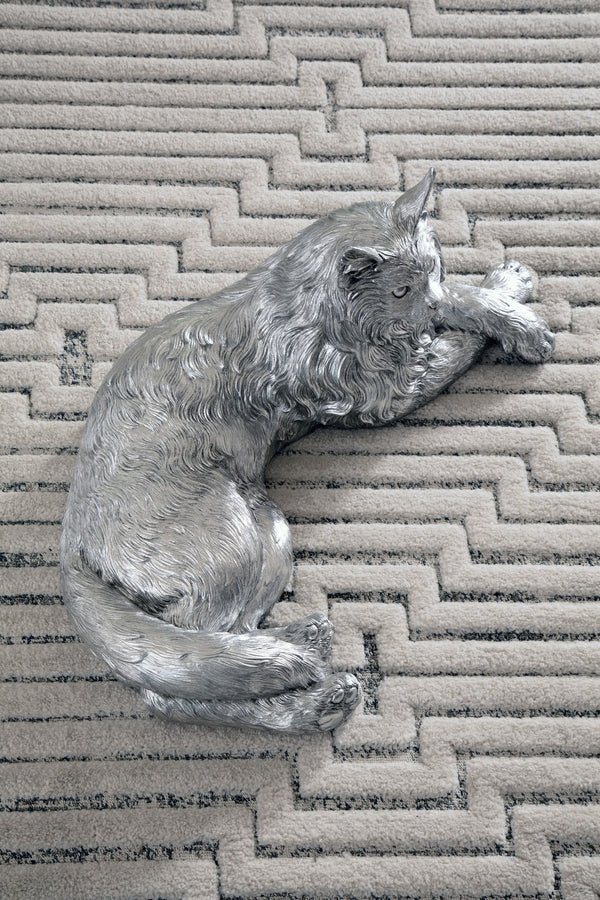 Cat Sculpture, Silver Leaf