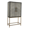Mako Bar Cabinet in Grey with Brass Accents