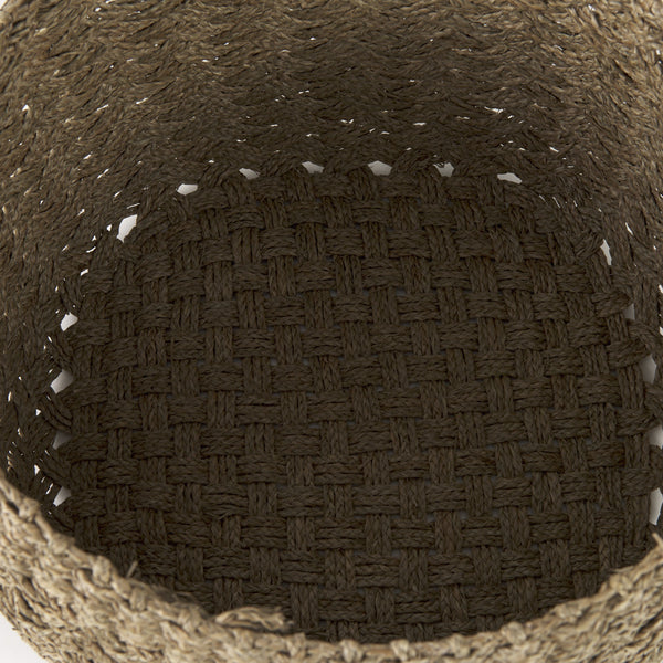 Jarek 15.0L x 15.0W x 11.8H (Set of 3) Medium Brown Seagrass Basket Cross Weave Round Basket