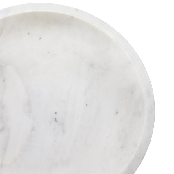 WHITE MARBLE BOWL WITH BRASS TAPERED PEDESTAL BASE