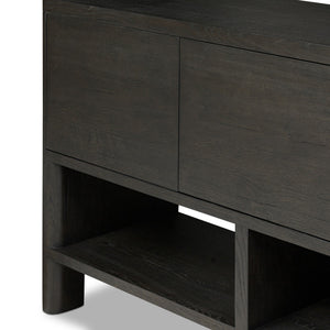 Noeline Wide Bookcase - Smoked Black Oak