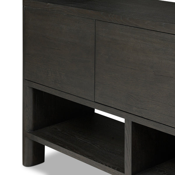 Noeline Wide Bookcase - Smoked Black Oak