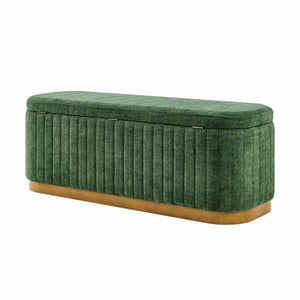 Clinton Chenille Storage Bench, Seneca Green 