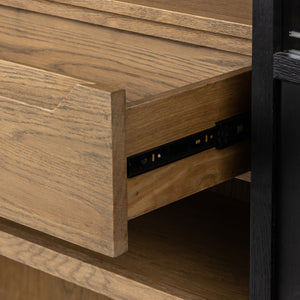 Millie Panel & Glss Door Cabinet In Mtt Blk