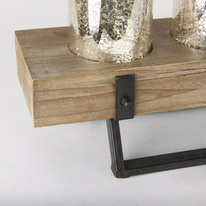 Benk Wood and Black Metal Five Cup Candle Holder