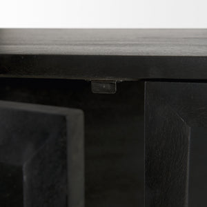 Arelius 36L x 18W x 63H Black-Brown Wood W/ Black Metal Base Display Cabinet