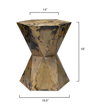 Crown Side Table, Acid Wash Metal