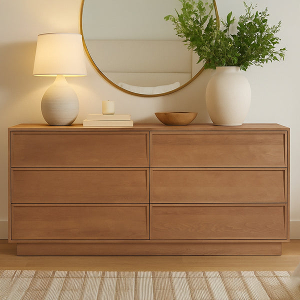 Hudson 6-Drawer Dresser in Natural Wood