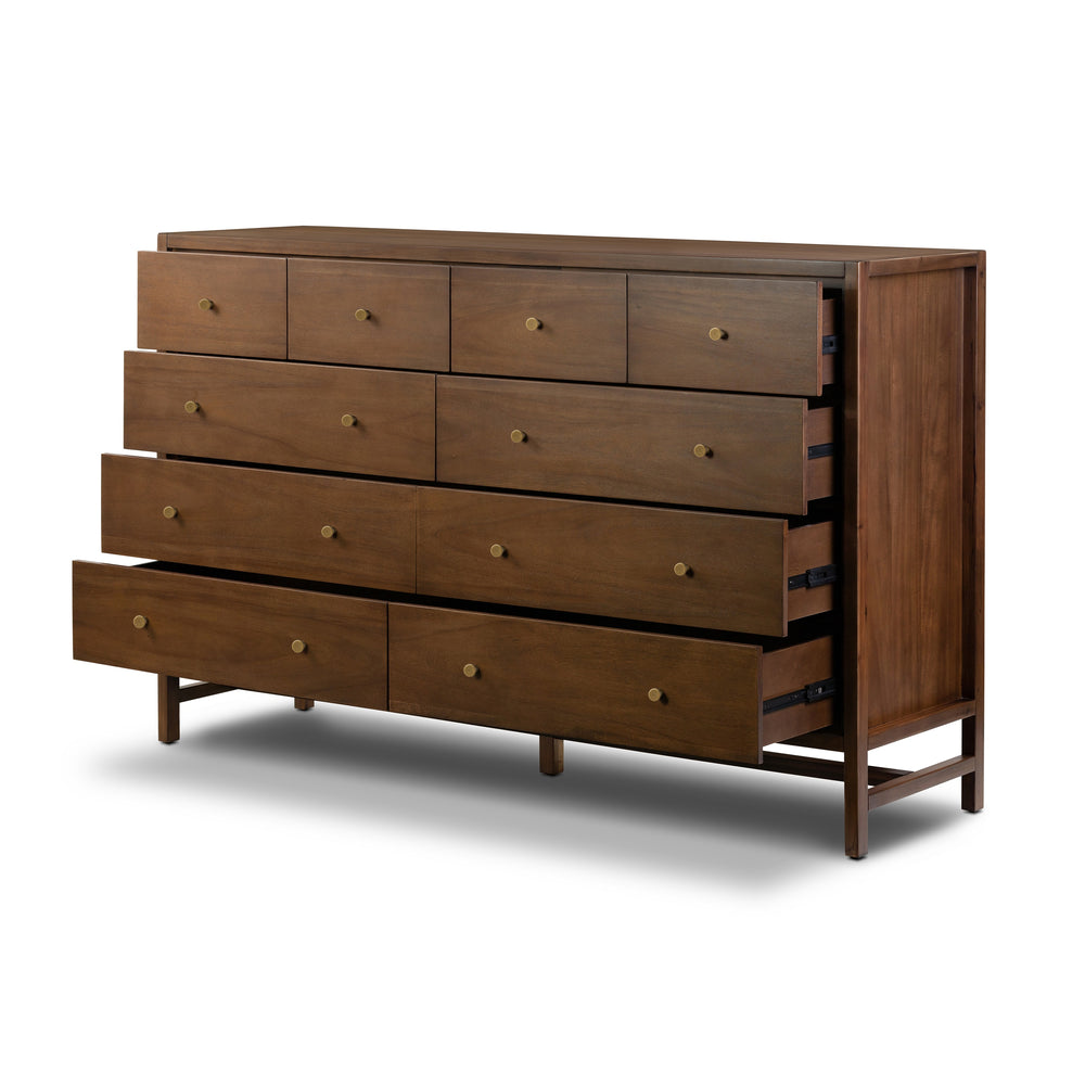 Sullivan 10 Drawer Dresser In Saddle Tan