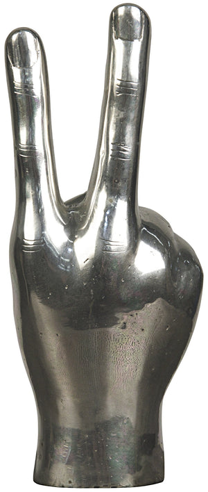 Peace Sign Metal Alloy Sculpture in Silver Finish