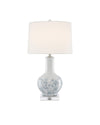 Myrtle Table Lamp In White & Blue & Clear & Polished Nickel