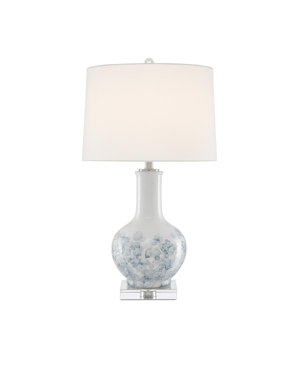 Myrtle Table Lamp In White & Blue & Clear & Polished Nickel