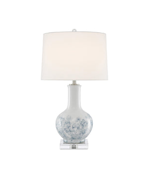 Myrtle Table Lamp In White & Blue & Clear & Polished Nickel