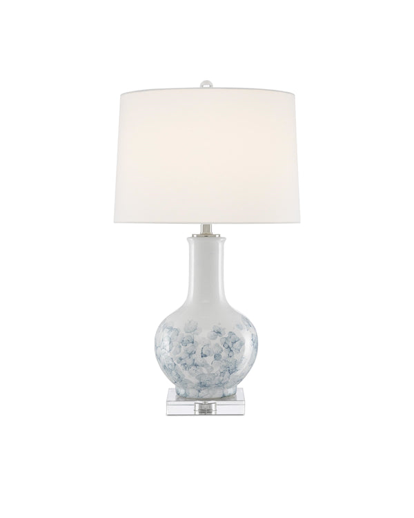 Myrtle Table Lamp In White & Blue & Clear & Polished Nickel