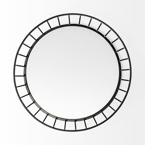 Helena 20L x 20W Black Metal Mirrored Bottom Round Serving Tray