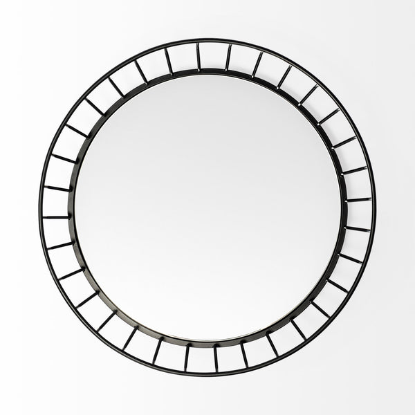 Helena 20L x 20W Black Metal Mirrored Bottom Round Serving Tray