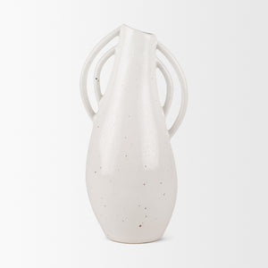 Urvi Tall Off White Speckled Asymmetrical Ceramic Vase