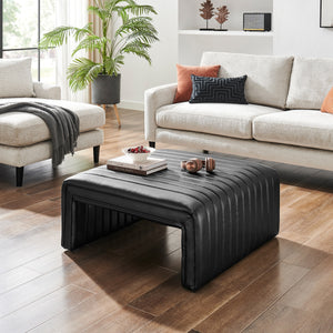 Atkinson Faux Leather Coffee Table/Ottoman, Black