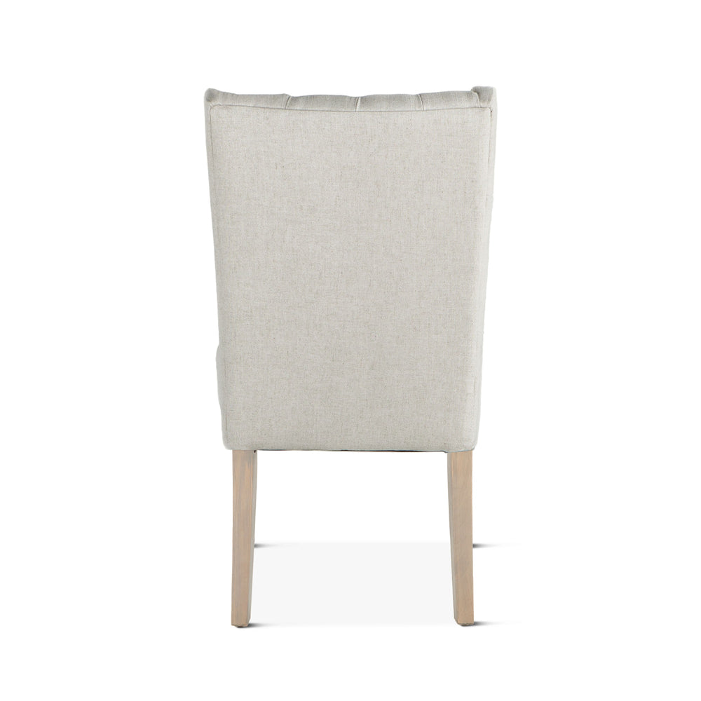 Lara Off-White Linen Dining Chair with Napoleon Legs