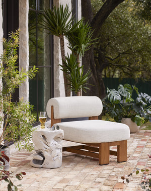 Teak Stool In Ivory Teak