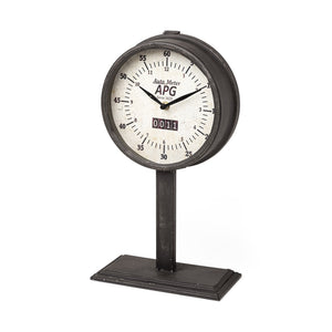 Attalack II Black Metal Round Face Table Clock