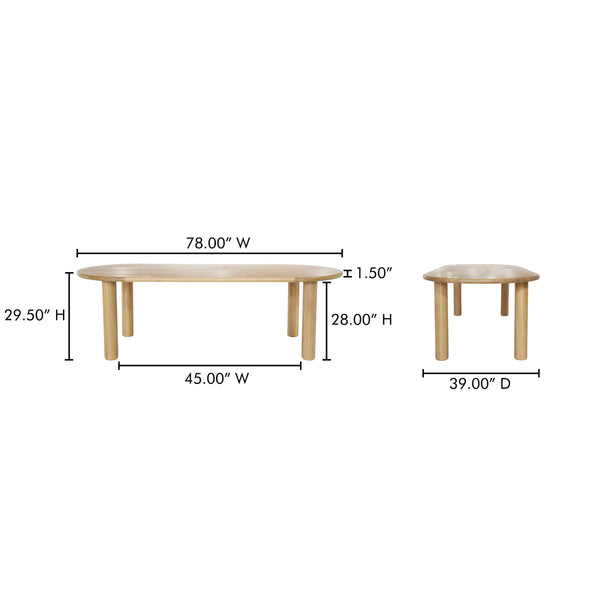 Moe's Milo Small Dining Table in Natural Oak